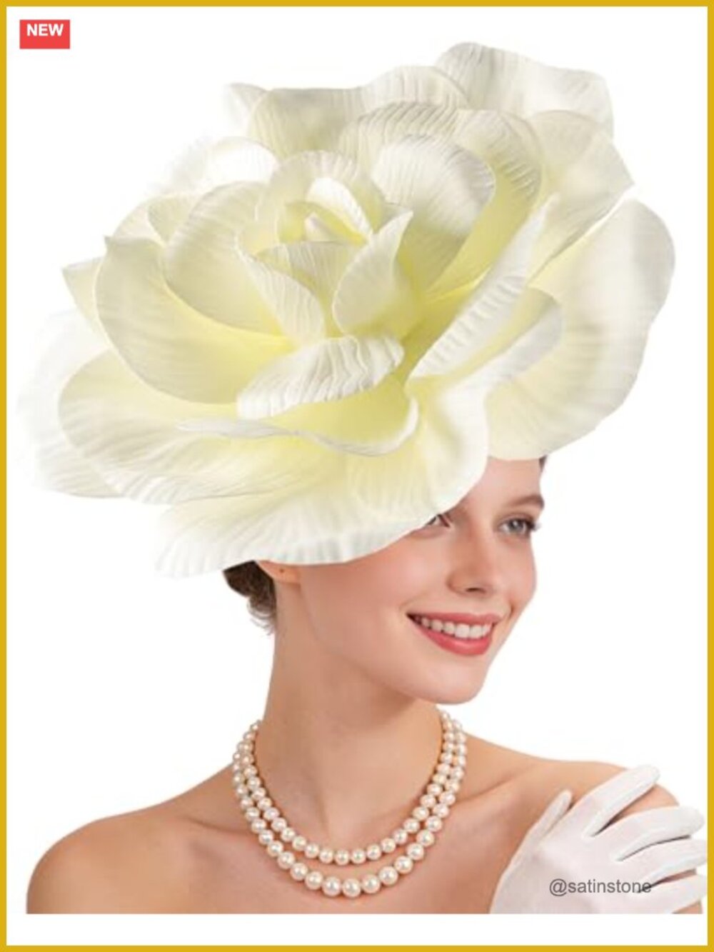 Large Flower Fascinator Headband Handmade Fabric Cocktail Party